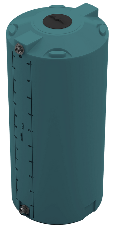 300 GAL PROCHEM® POTABLE WATER TANK W/BULKHEAD FITTINGS - LPE 1.0 FDA - GREEN - DIA 35